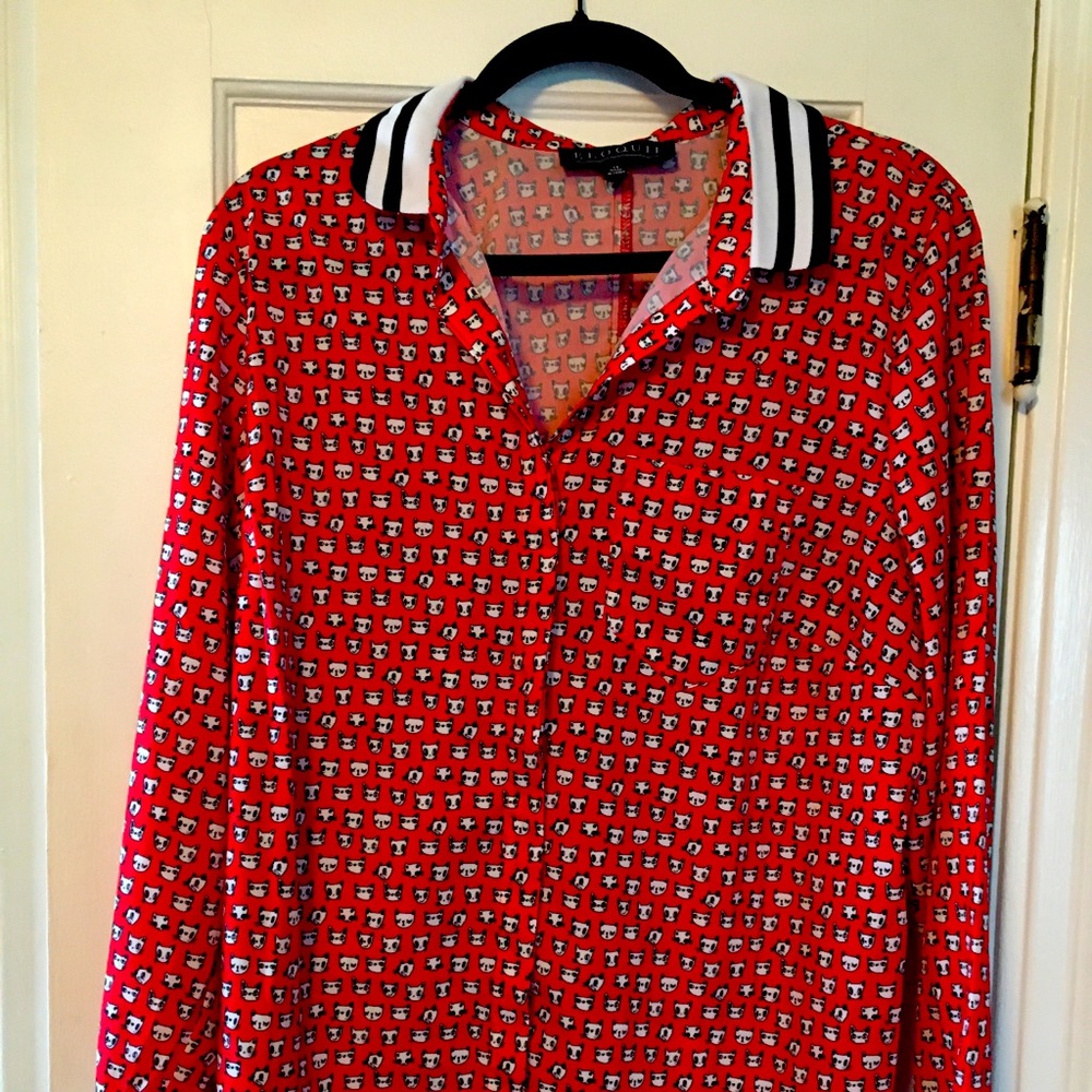 Cat print button down.